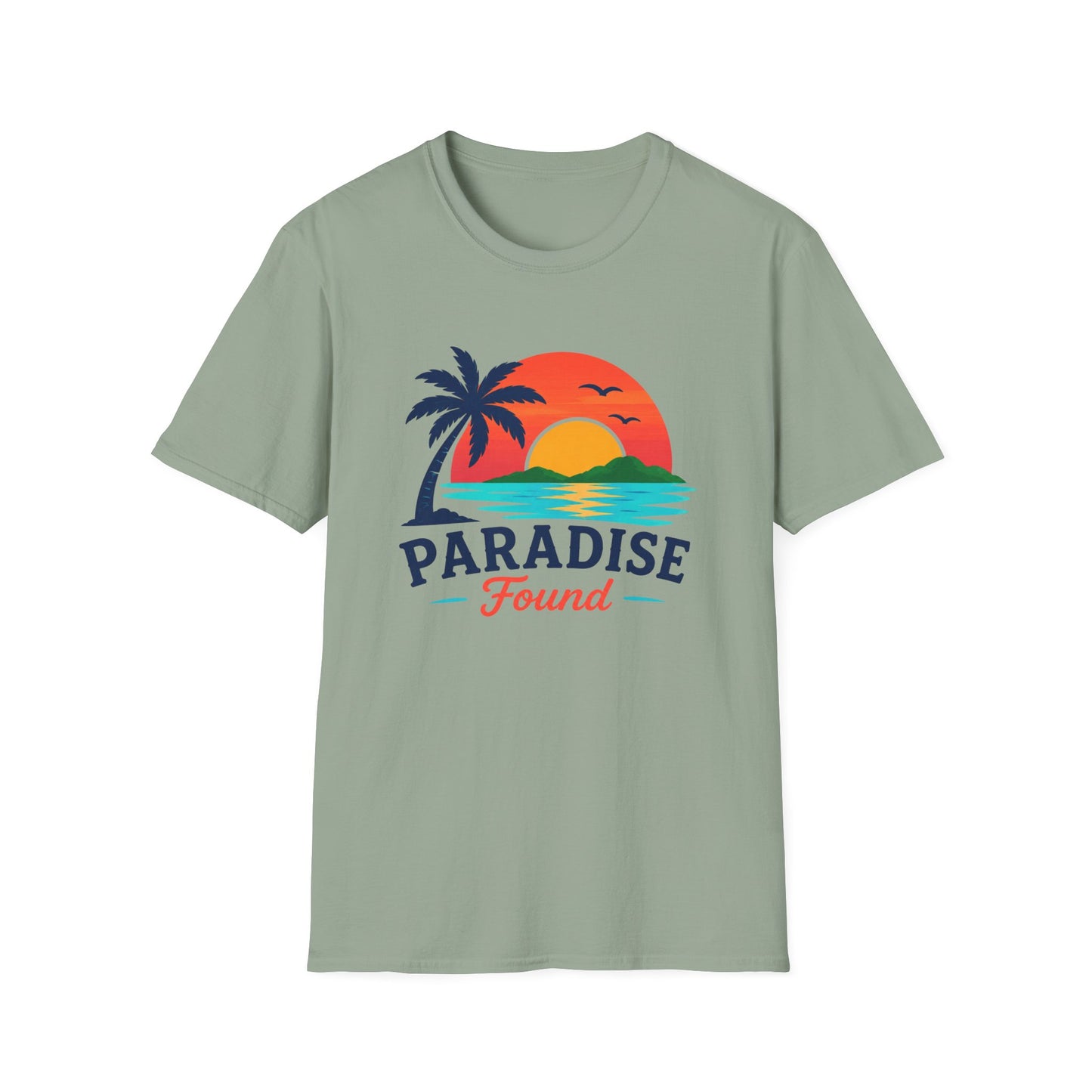 Paradise Found T‑Shirt — Retro Sunset Palm Beach Tee