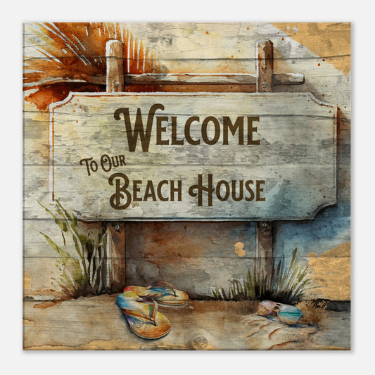 Welcome To Our Beach House Canvas Wall Print at Caribbean Rays