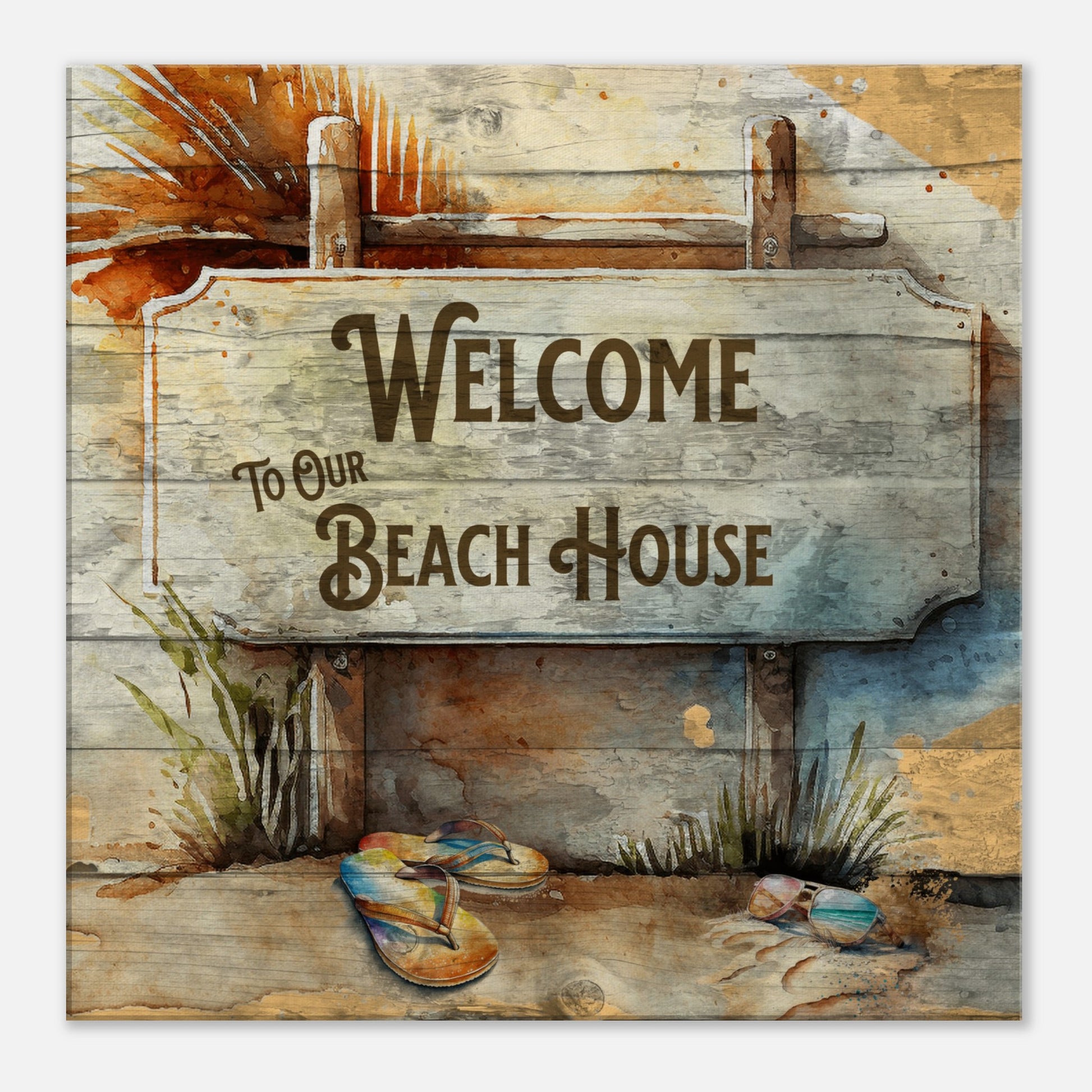 Welcome To Our Beach House Canvas Wall Print at Caribbean Rays