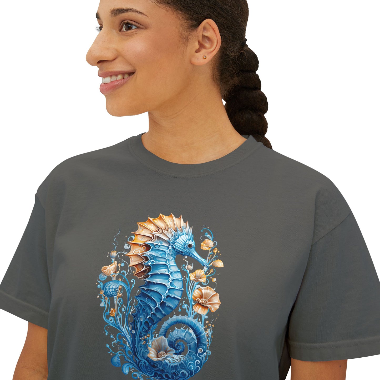 Seahorse Watercolor Women's Boxy Tee