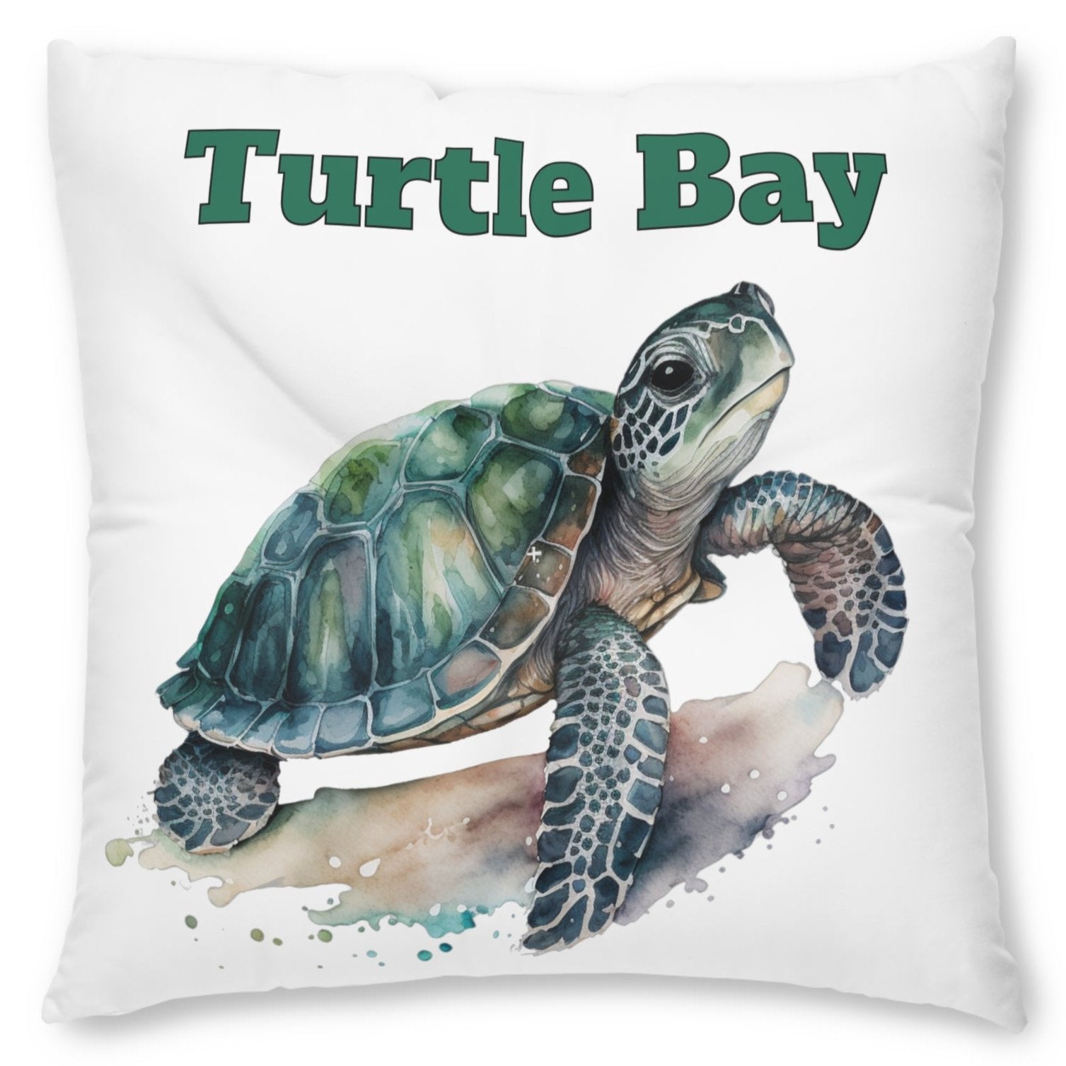 Turtle Bay Tufted Floor Pillow, Square, Coastal Decor- Caribbean Rays