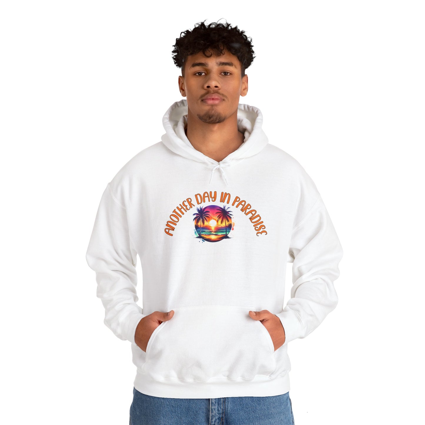 'Another Day in Paradise' Unisex Hoodie - Relaxed Tropical Vibe Sweatshirt