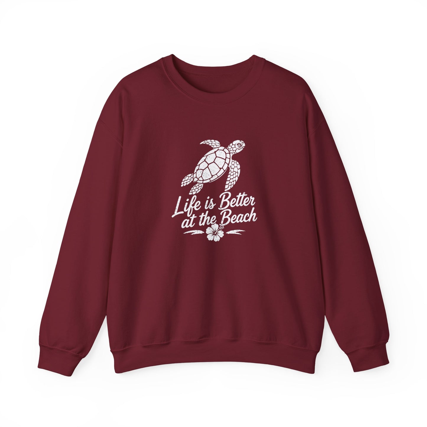 Beach Turtle Crewneck Sweatshirt — "Life is Better at the Beach"