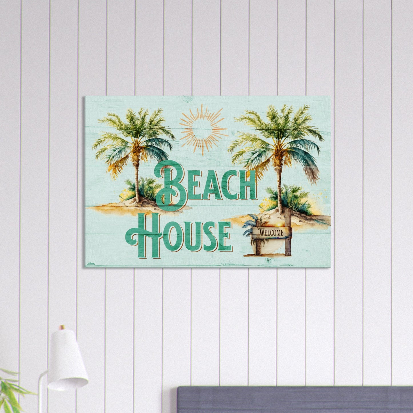 Beach House Seafoam Large Canvas Wall Print - Caribbean Rays