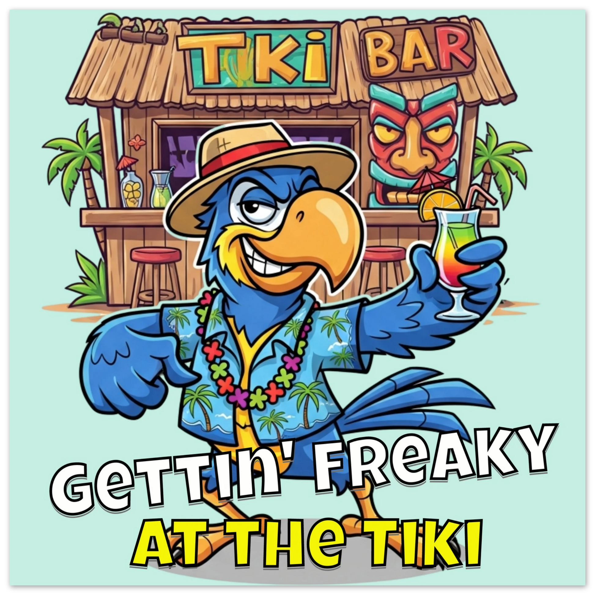 Gettin' Freaky at the Tiki Aluminum Wall  Print at Caribbean Rays