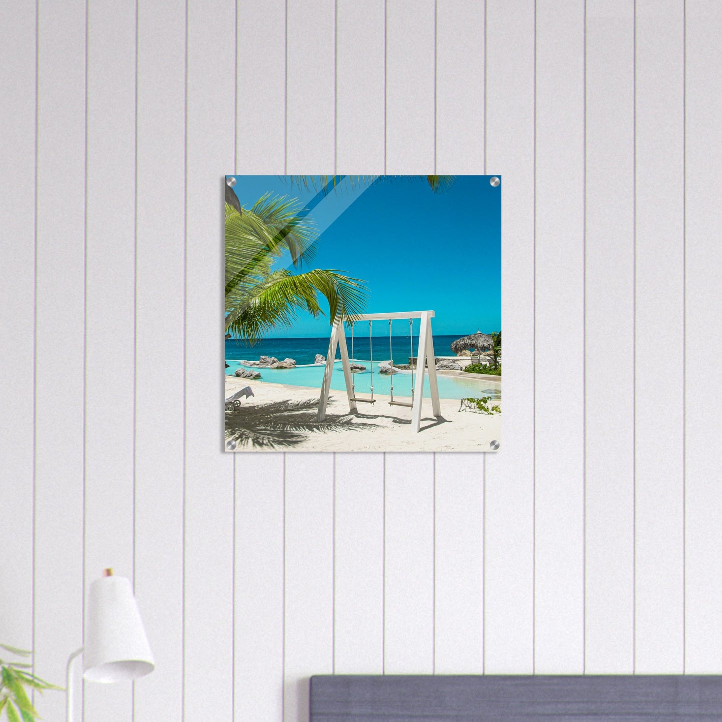 Swing Set in Paradise Acrylic Wall Print Caribbean Rays