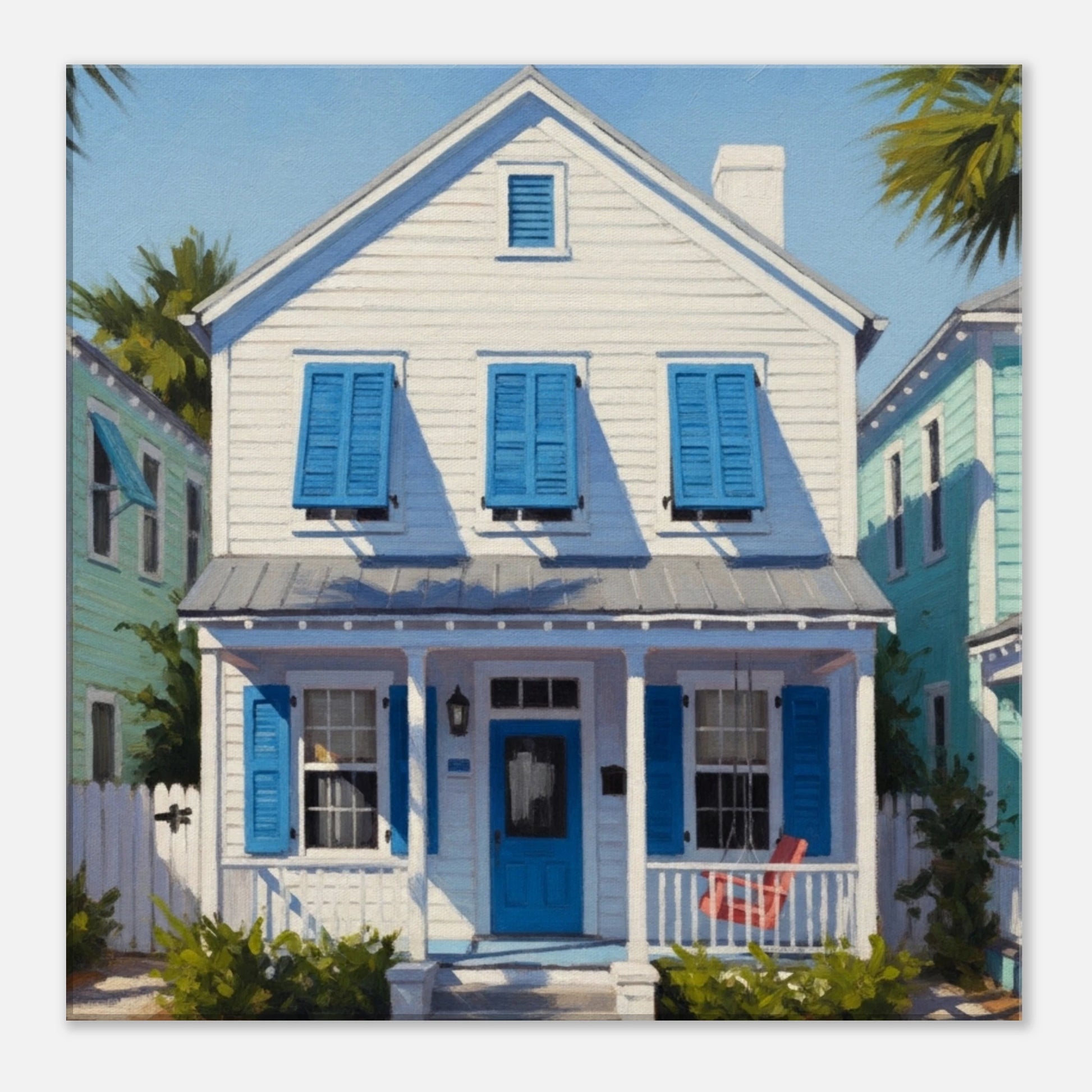 White Key West House Canvas Wall Print at - Caribbean Rays