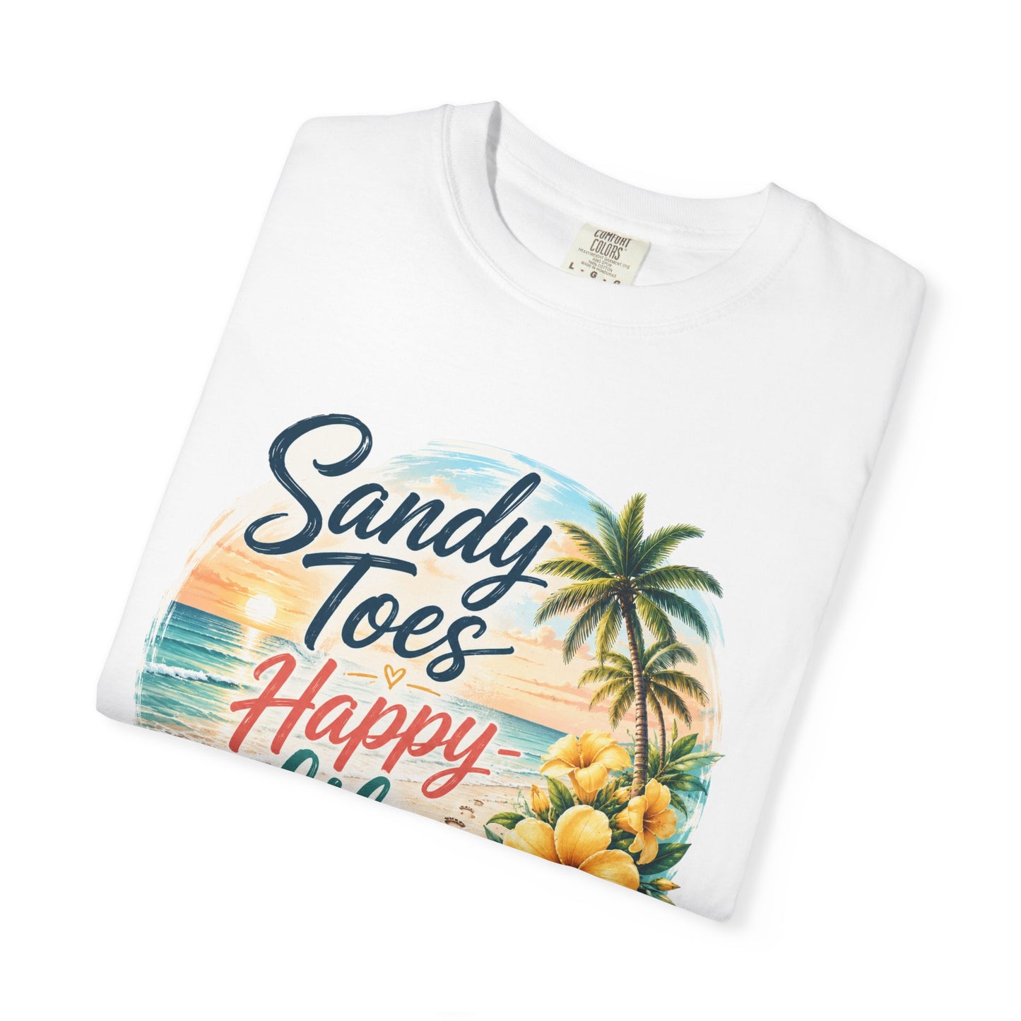 Sandy Toes Happy Life T-Shirt — Tropical Beach Vacation Tee