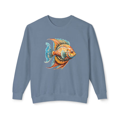 Beach Club Vibrant Fish Art Unisex Lightweight Crewneck Sweatshirt