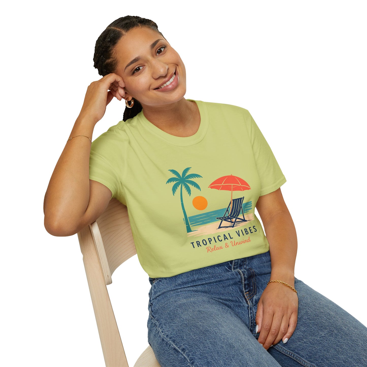 Tropical Vibes Beach Scene Tee (Relax & Unwind)