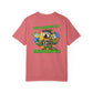 Pink t-shirt with a parrot graphic and text on the back, on a white background