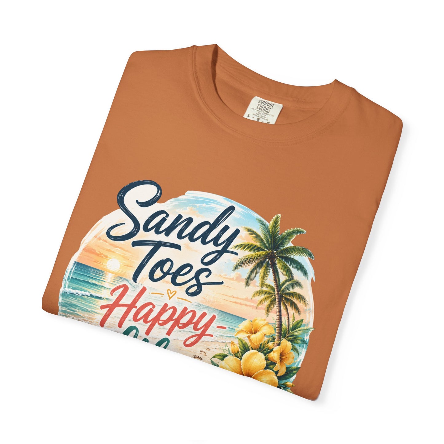 Sandy Toes Happy Life T-Shirt — Tropical Beach Vacation Tee