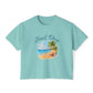 Beach Days Boxy Tee — Tropical Palm Beach Graphic for Women