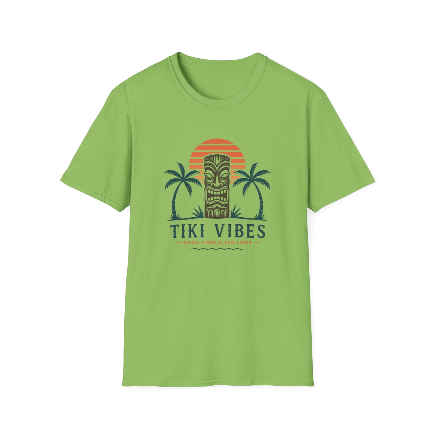 Tiki Vibes Sunset Tee (Palm Trees & Tiki Mask)
