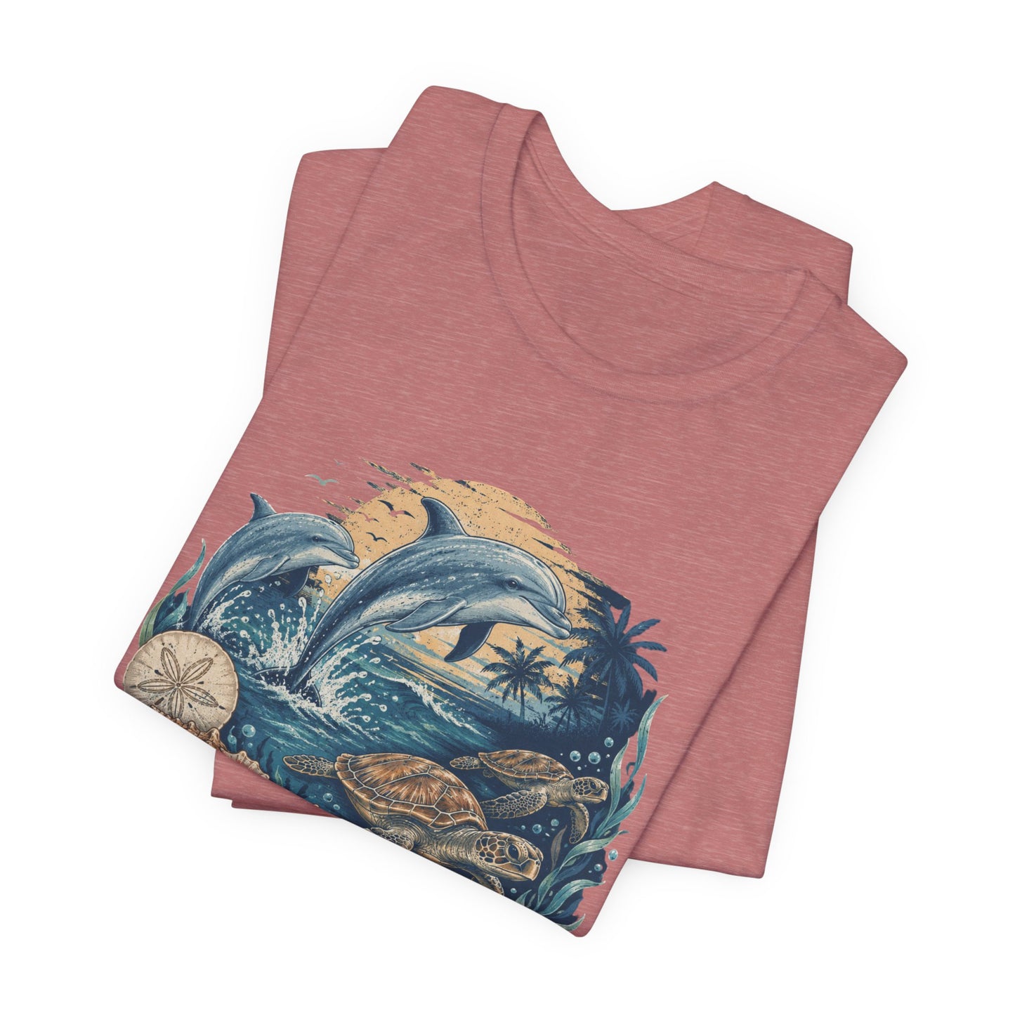 Ocean Life Tee — Vintage Dolphin & Seashell Beach Shirt