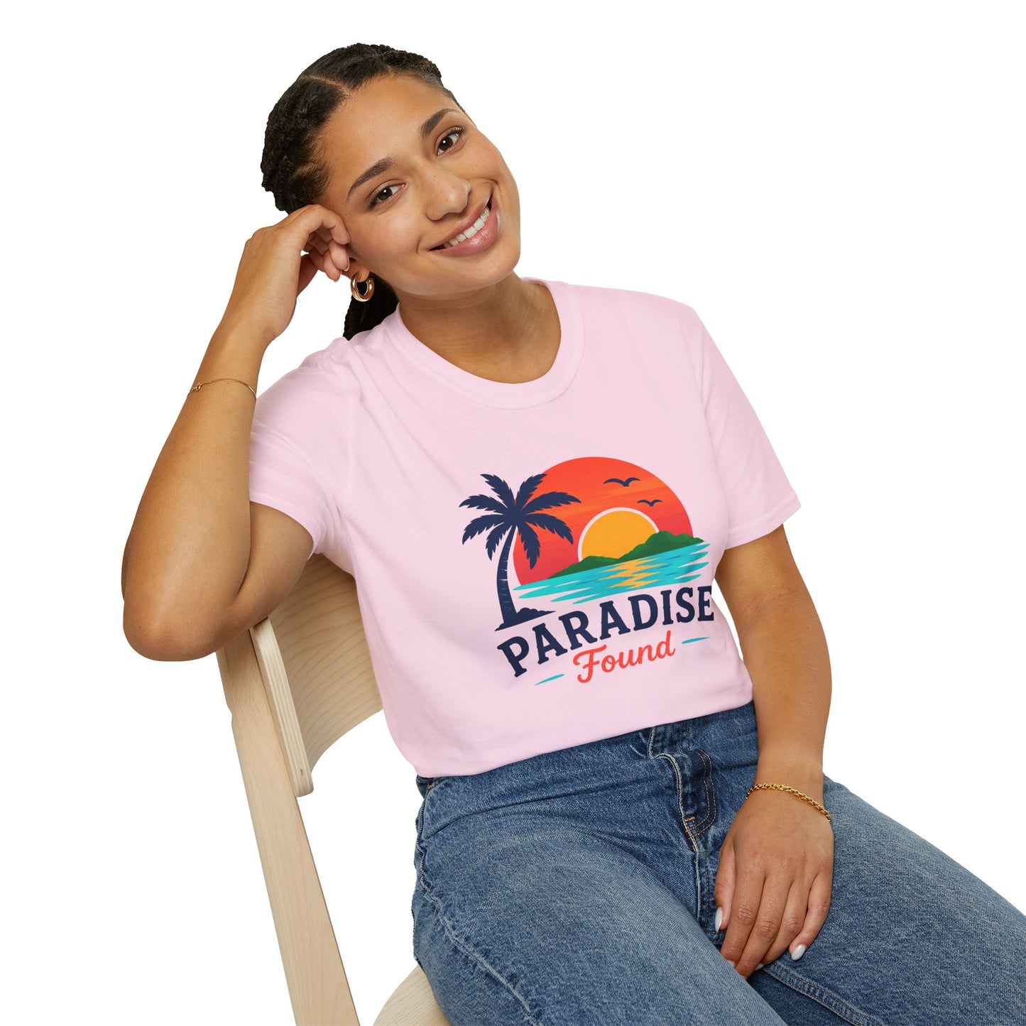 Paradise Found T‑Shirt — Retro Sunset Palm Beach Tee