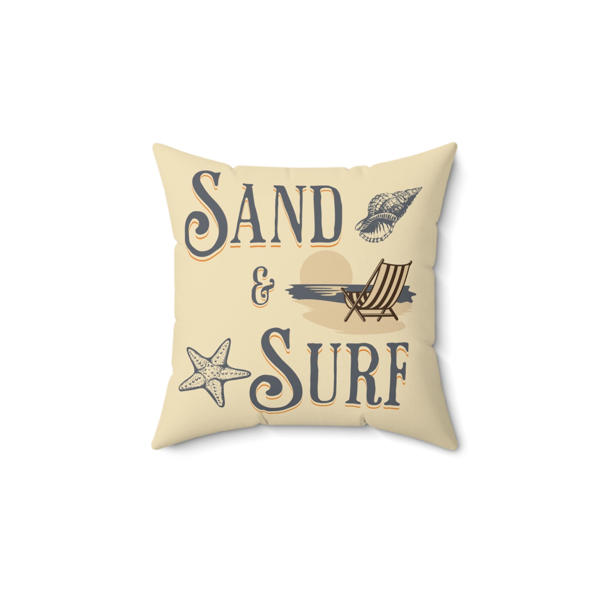 Tan Sand & Surf Spun Polyester Square Pillow by Caribbean Rays