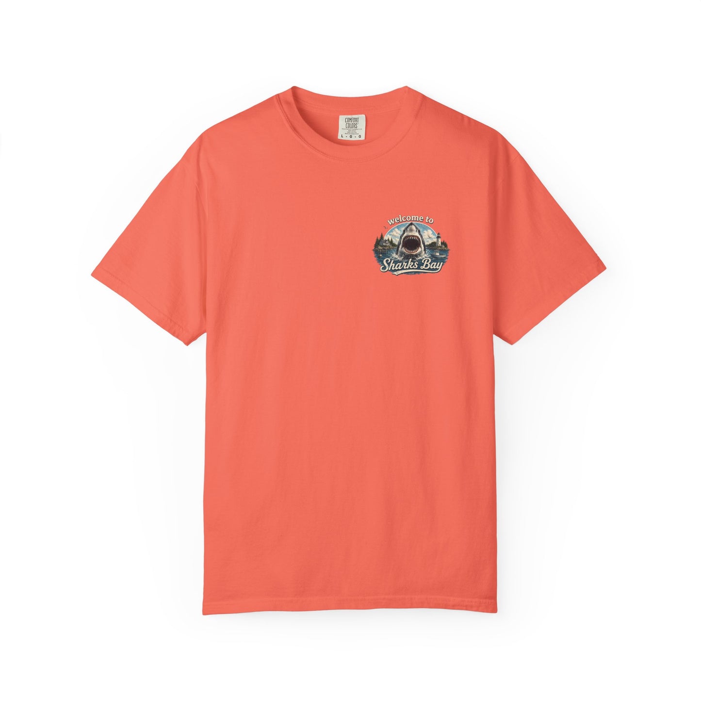 Sharks Bay T-Shirt — "Welcome to Sharks Bay" Vintage Shark Graphic Tee