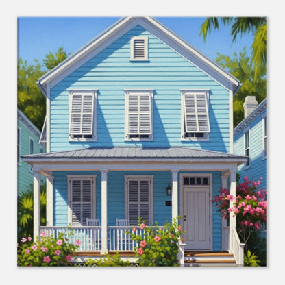  Light Blue Key West House  Canvas Wall Prints at Caribbean Rays