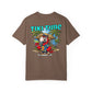 Brown t-shirt with 'Tiki Time' graphic featuring a parrot and palm trees on a white background.