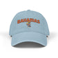 Light blue baseball cap with 'Bahamas' and a cartoon character on a white background