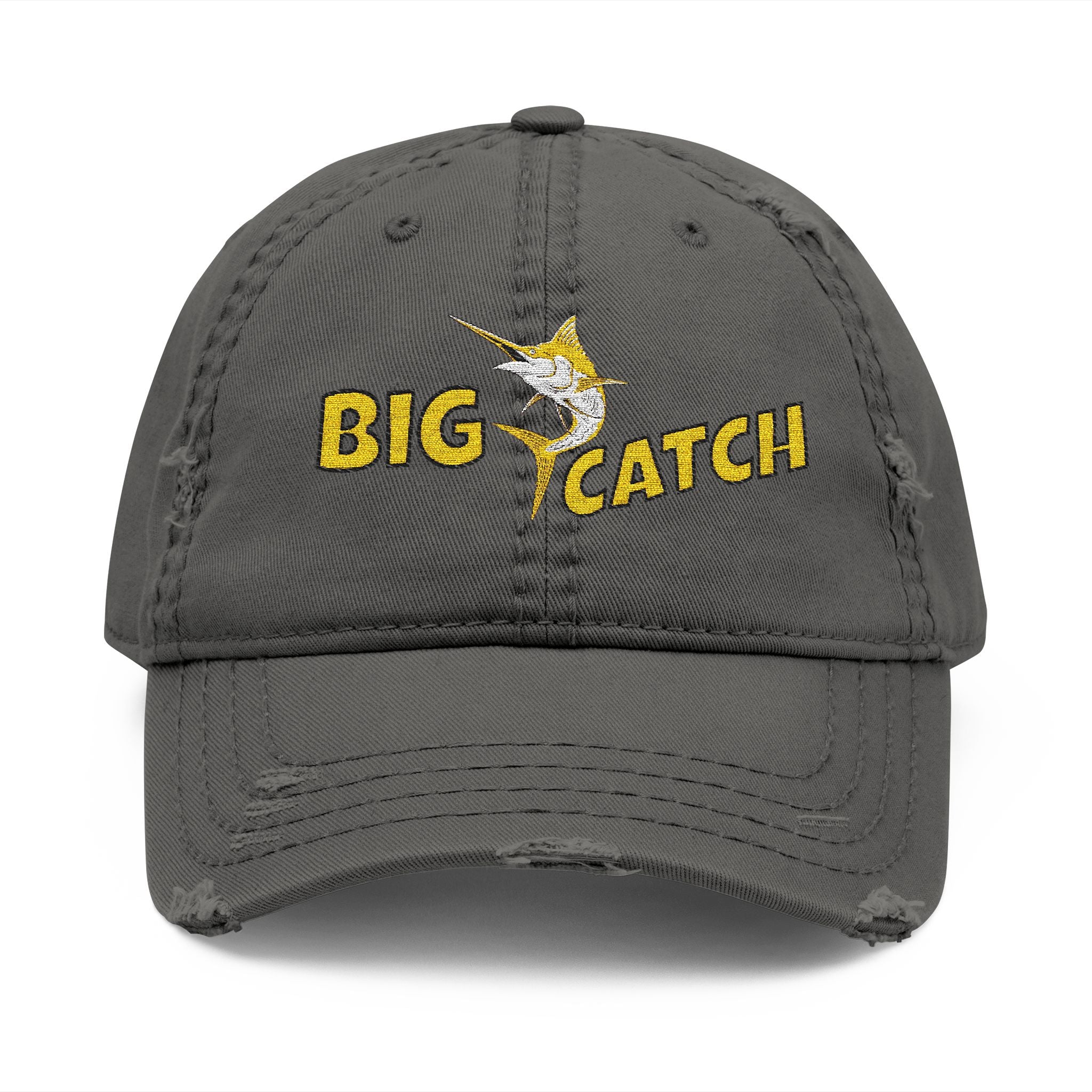Big Catch Embroidered Distressed Dad Hat — Fishing Marlin Cap