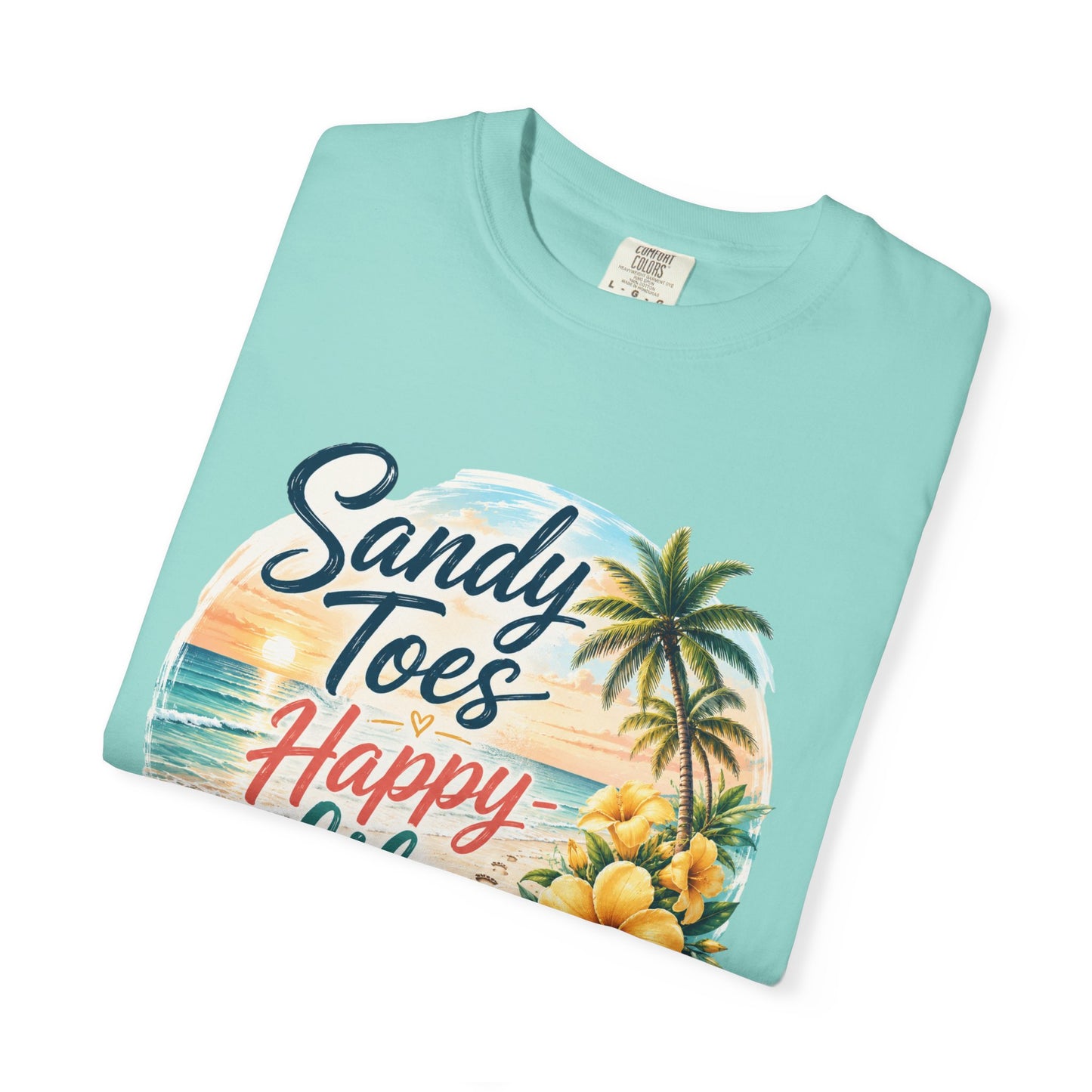 Sandy Toes Happy Life T-Shirt — Tropical Beach Vacation Tee