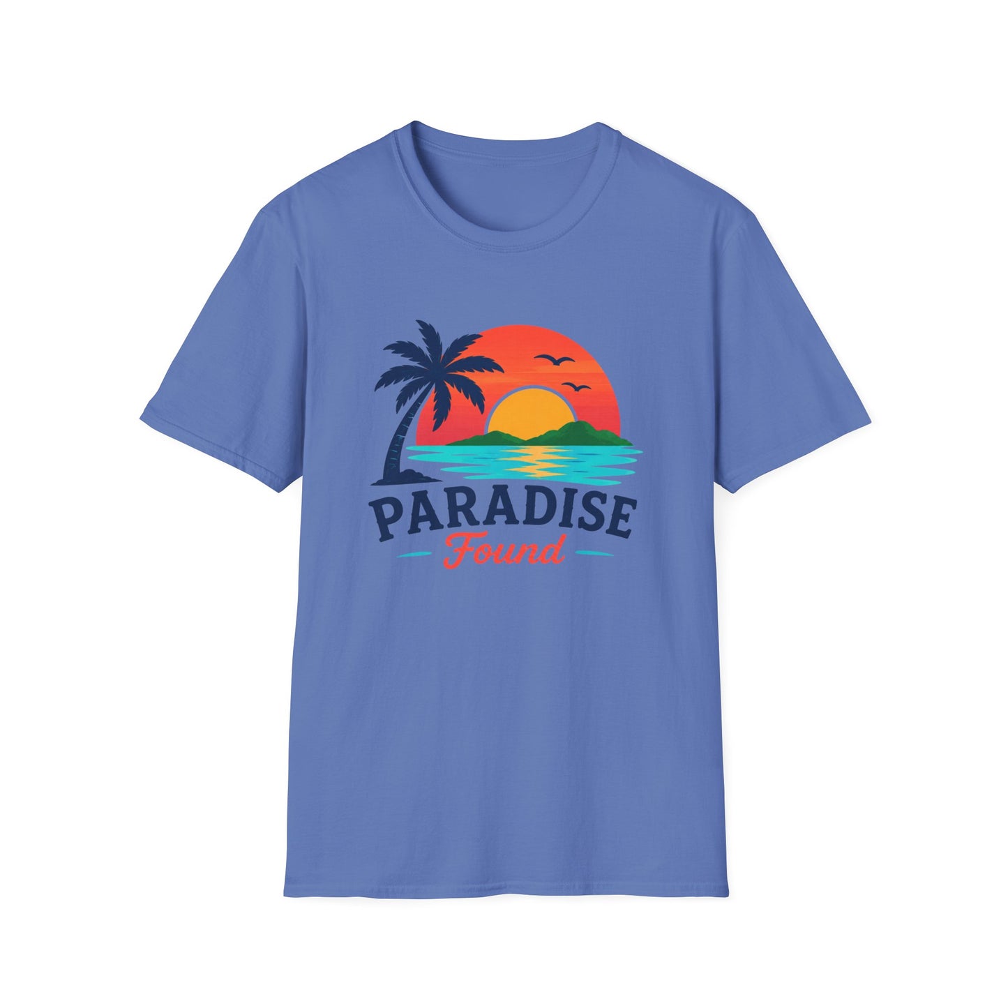 Paradise Found T‑Shirt — Retro Sunset Palm Beach Tee