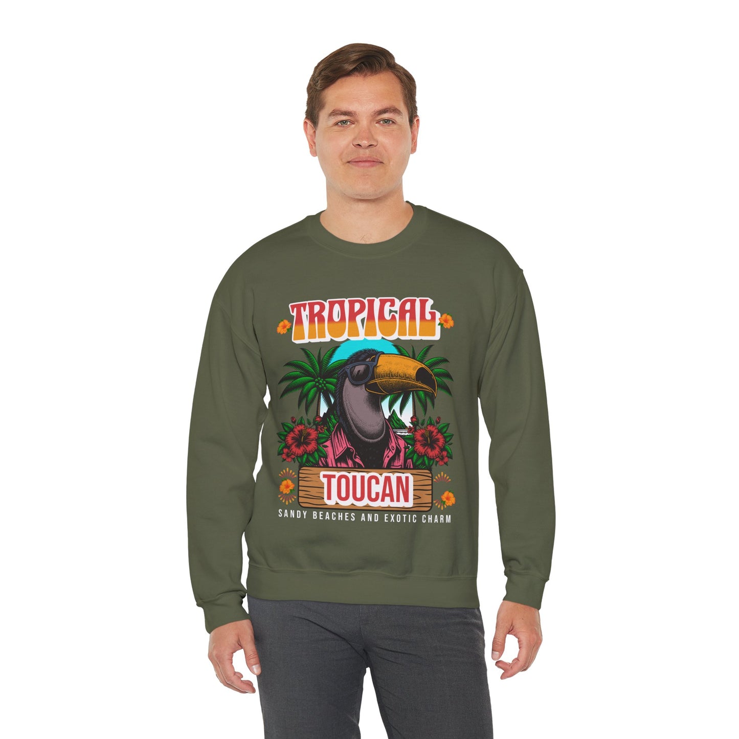 Tropical Toucan Crewneck Sweatshirt – Unisex Heavy Blend