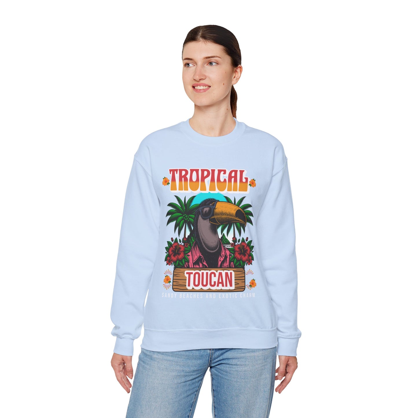 Tropical Toucan Crewneck Sweatshirt – Unisex Heavy Blend