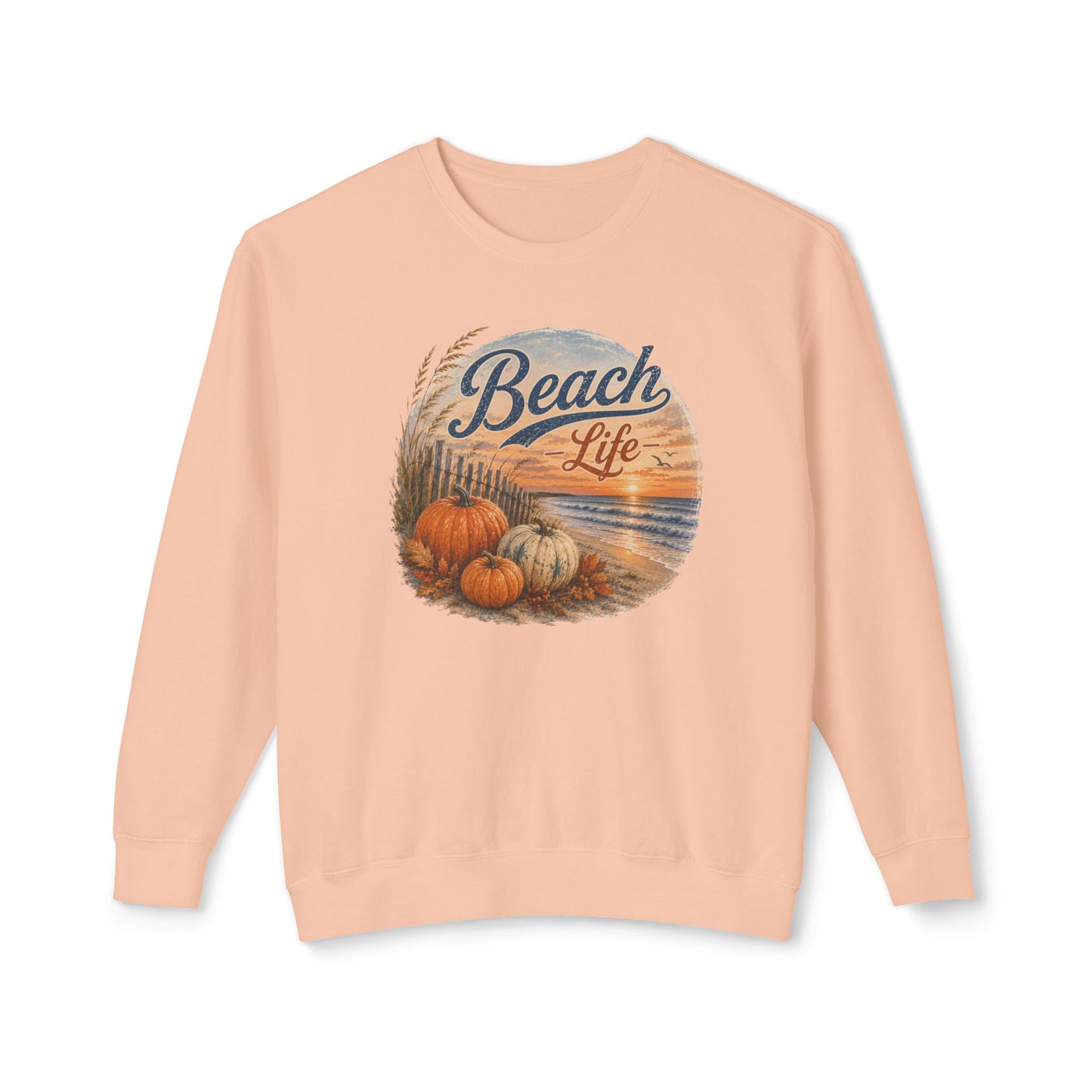 Beach Life Fall Pumpkin Lightweight Crewneck Sweatshirt