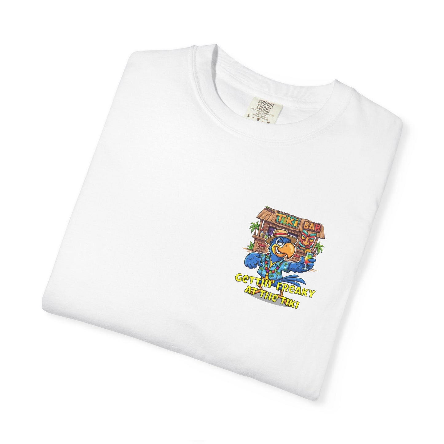 Gettin' Freaky at the Tiki Dancing Parrot Comfort Colors T-shirt