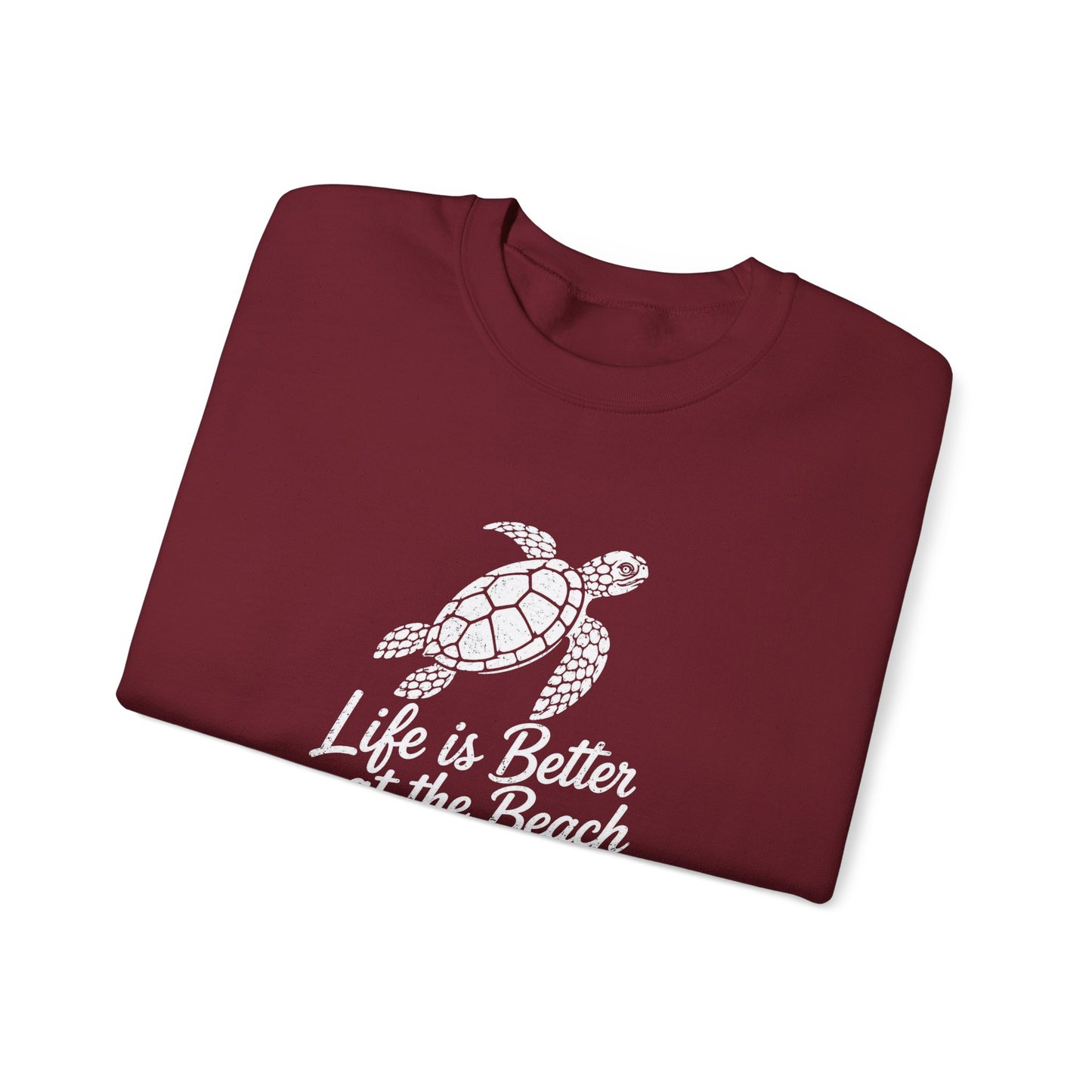 Beach Turtle Crewneck Sweatshirt — "Life is Better at the Beach"