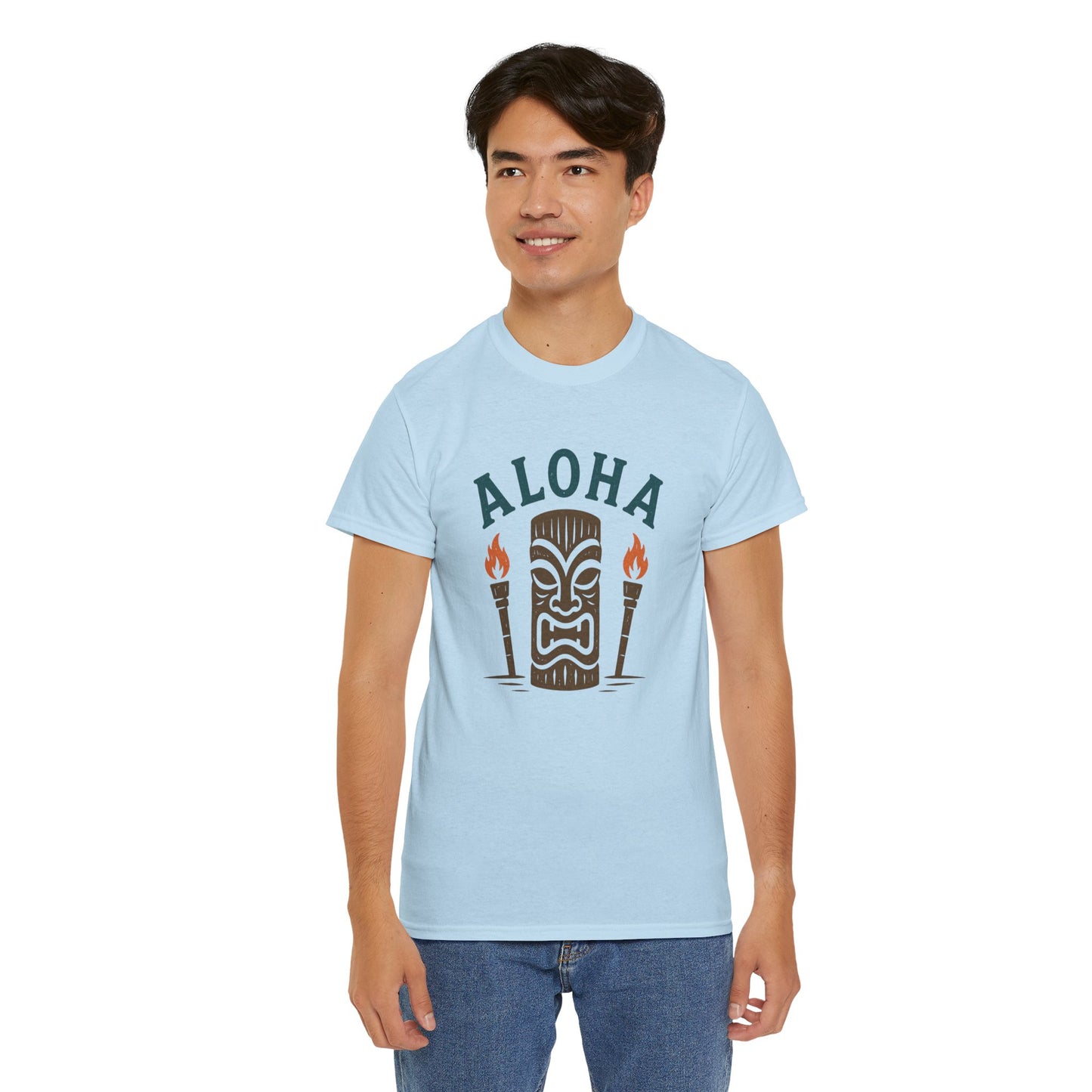 Aloha Tiki Tribal Tee with Torches- Tiki T-Shirt