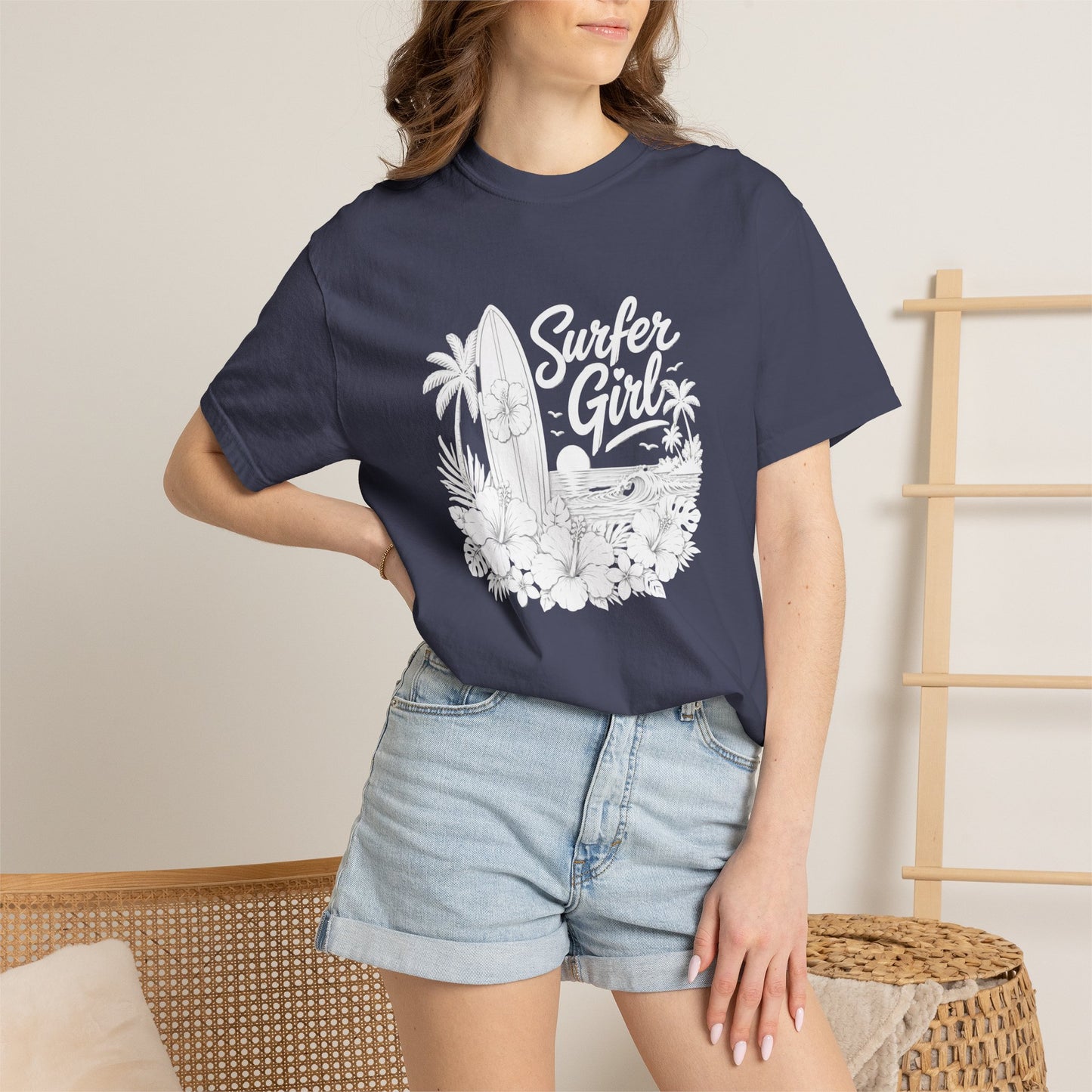 Surfer Girl Graphic Tee — Vintage Beach Surf T‑Shirt