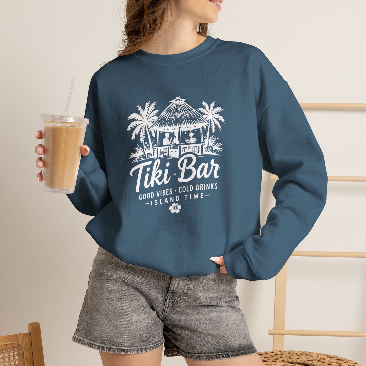 Tiki Bar Crewneck Sweatshirt – Island Vibes Graphic Pullover