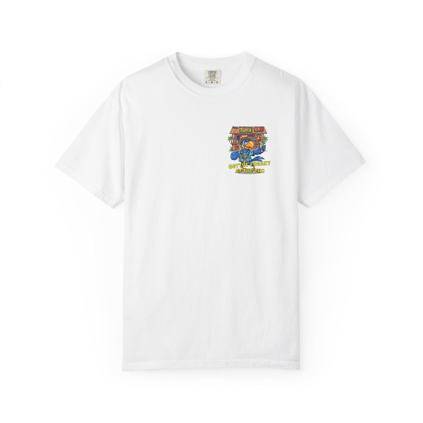 Gettin' Freaky at the Tiki Dancing Parrot Comfort Colors T-shirt