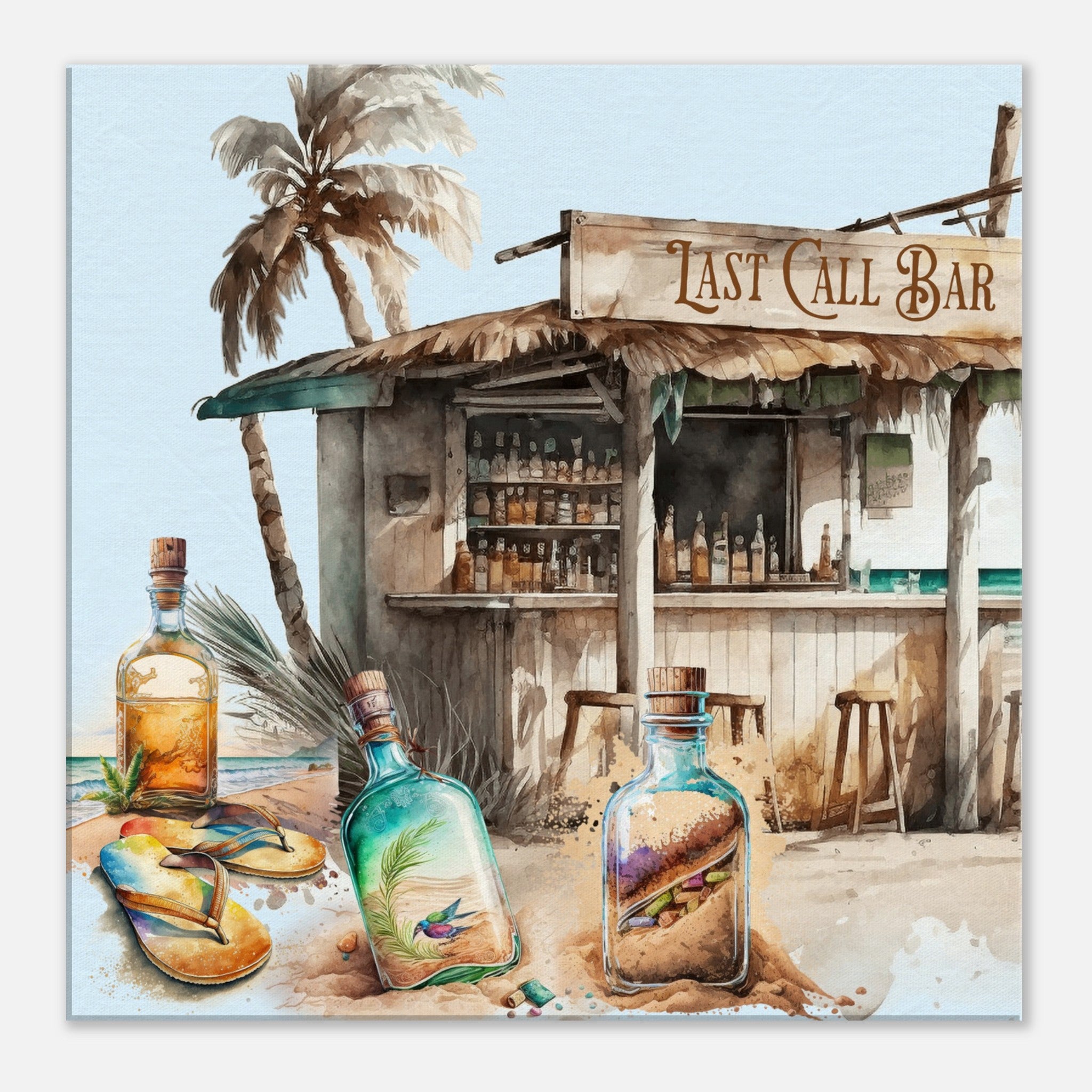 Last Call Bar Canvas Wall Print, Tiki Bar Decor-Caribbean Rays