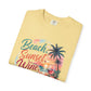 Beach Sunset Wine T-Shirt — "Beach, Sunset, Wine, Perfect Day" Tropical Graphic Tee