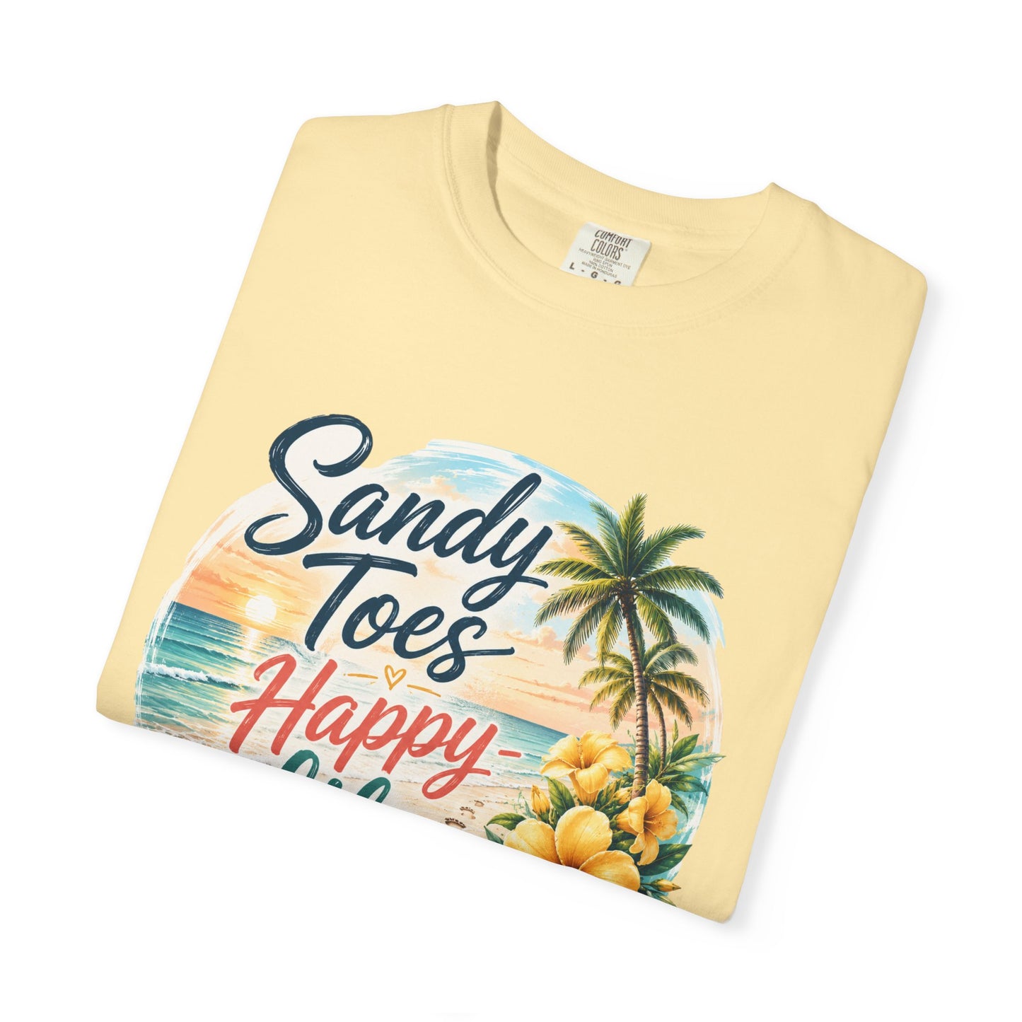 Sandy Toes Happy Life T-Shirt — Tropical Beach Vacation Tee