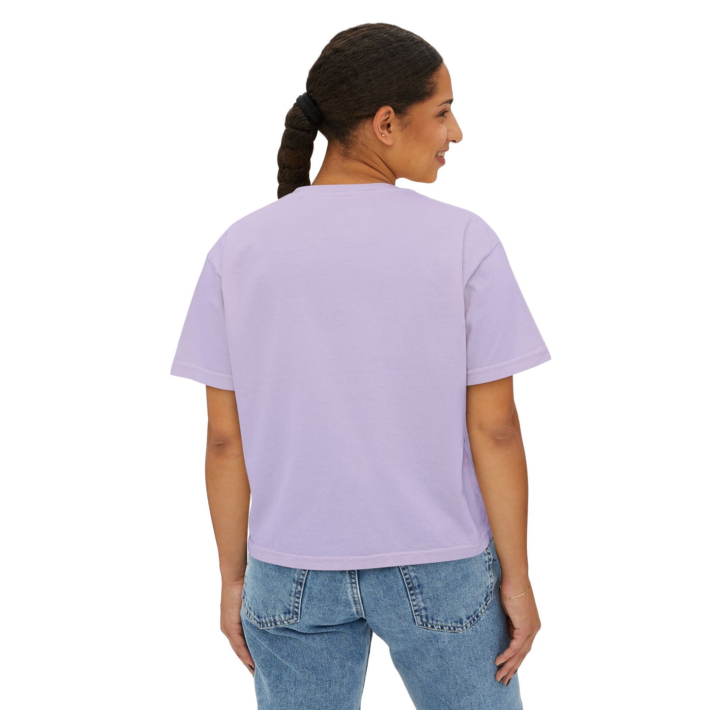 Beach Days Boxy Tee — Tropical Palm Beach Graphic for Women
