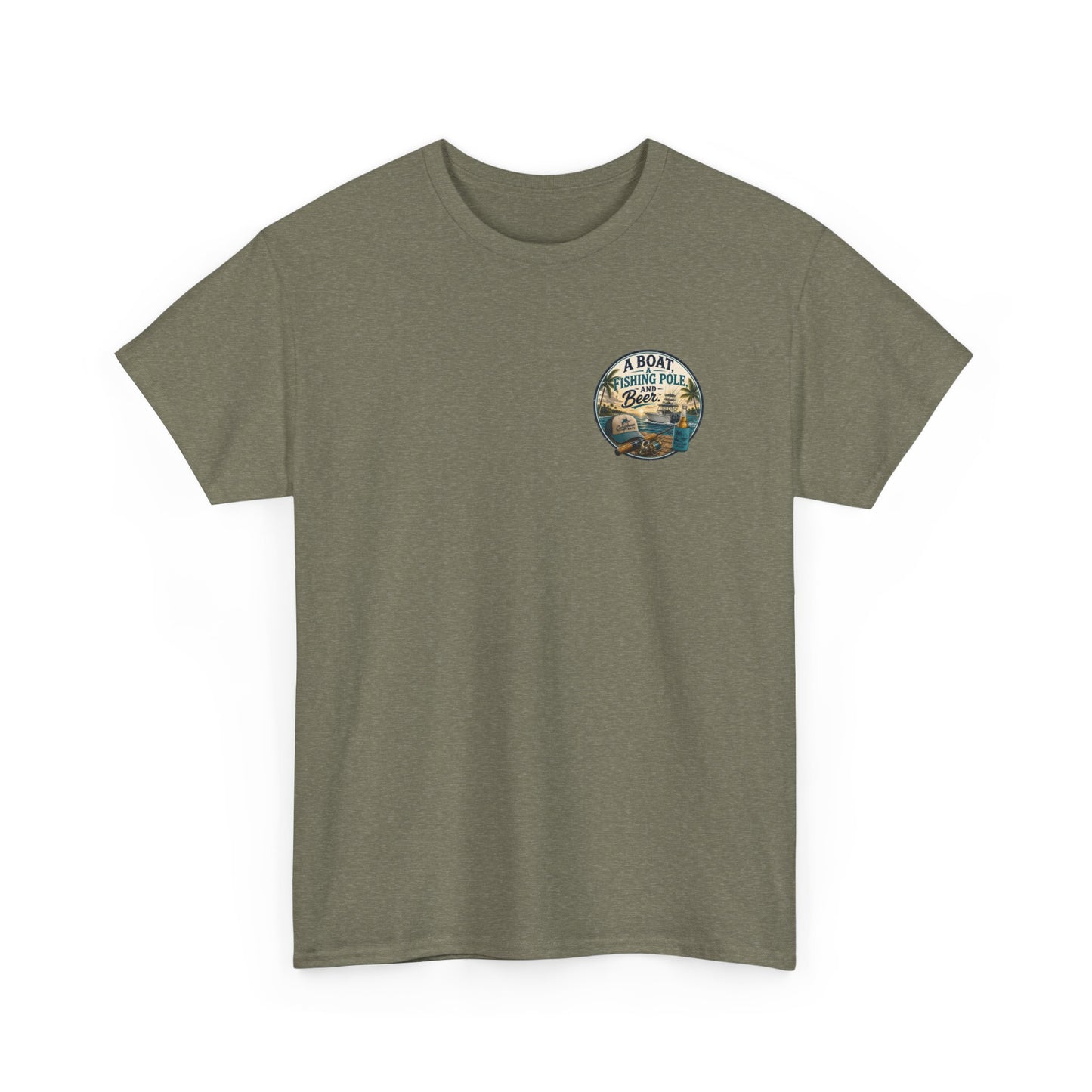T-Shirt — "A Boat, Fishing Pole and Beer" Vintage Fishing Graphic Tee