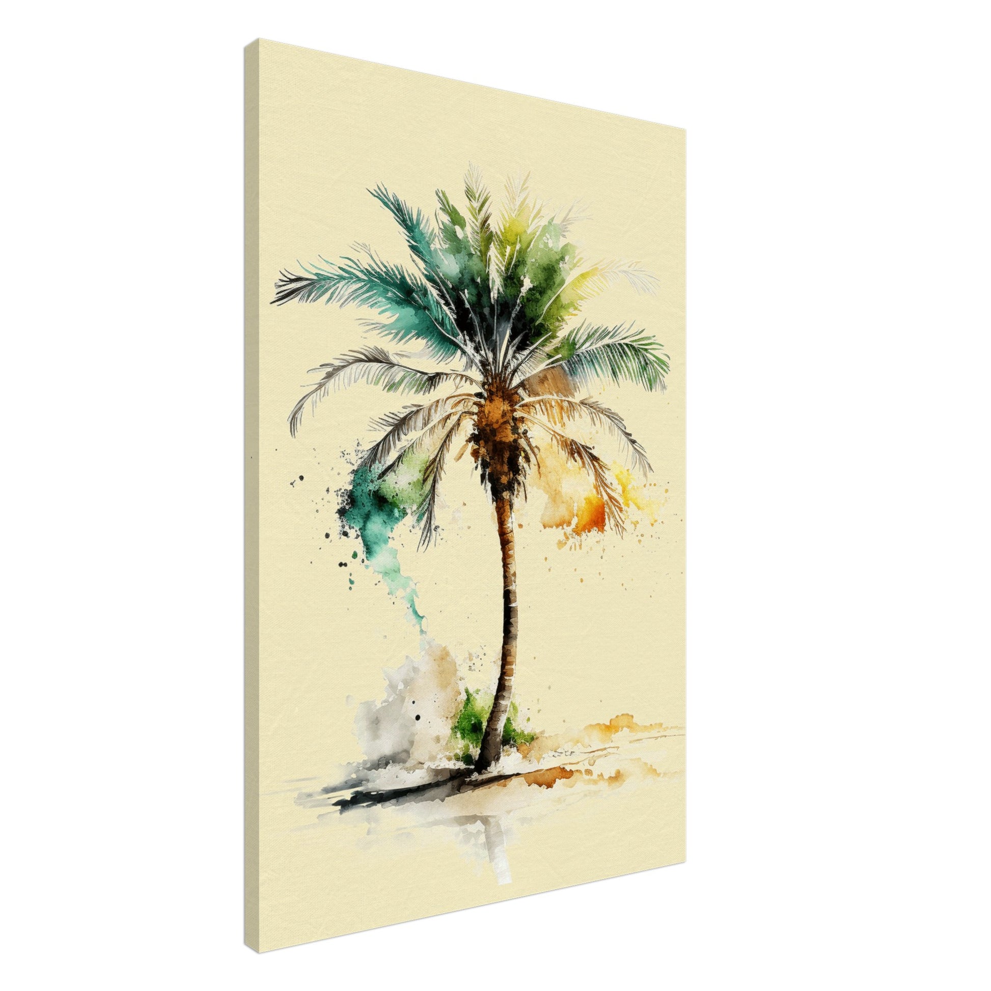Tropical Single Palm Tree Right Canvas Wall Art 