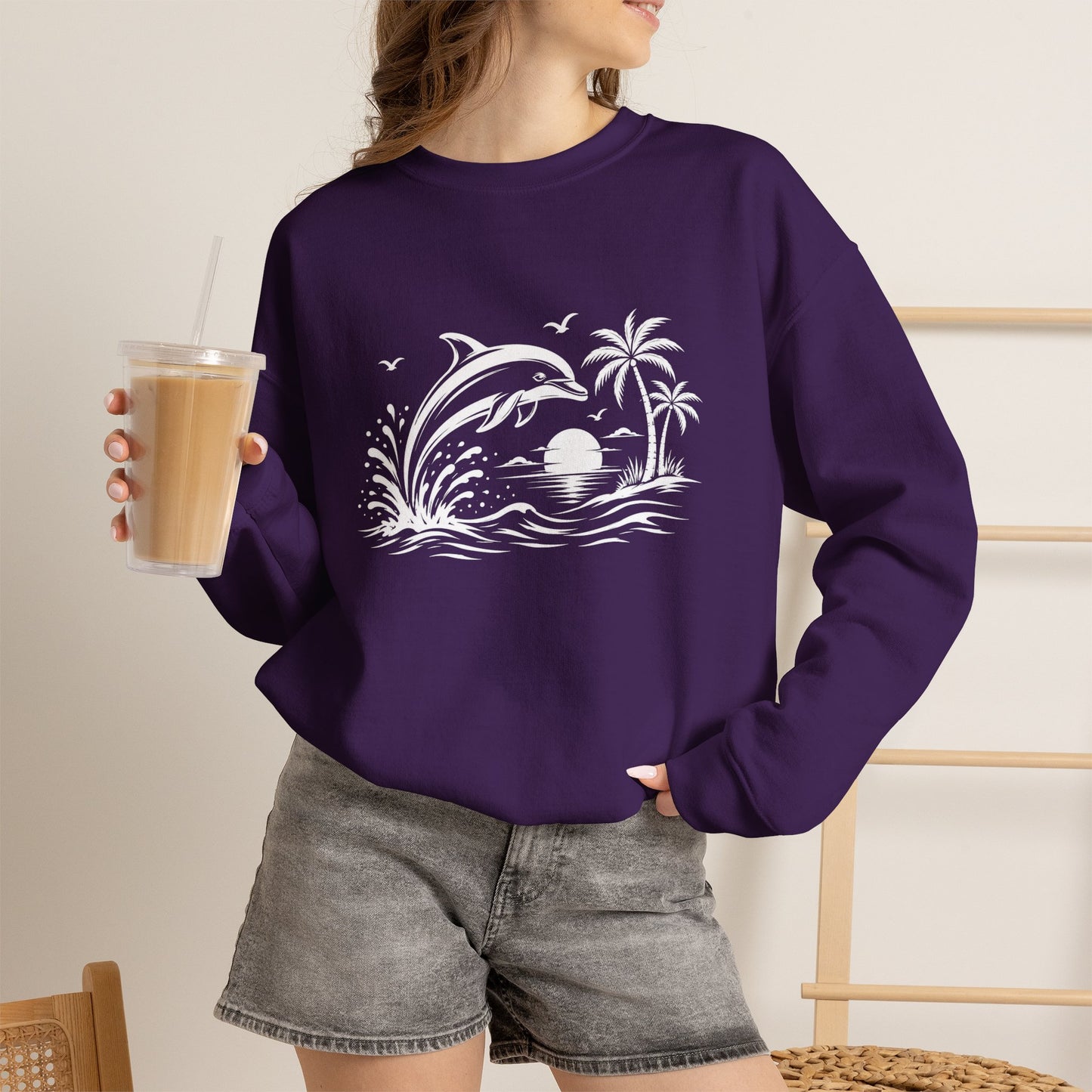 Dolphin Sunset Crewneck Sweatshirt