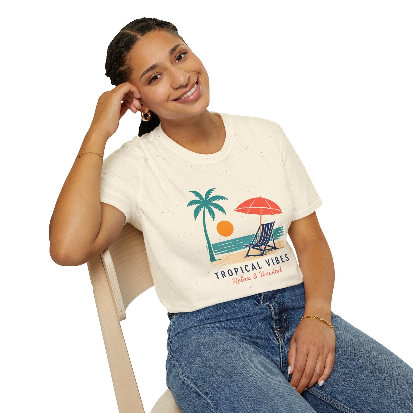 Tropical Vibes Beach Scene Tee (Relax & Unwind)