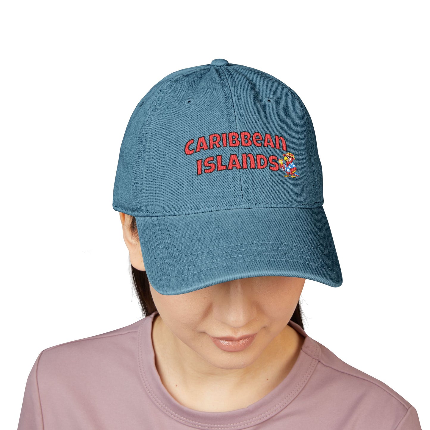 Caribbean Islands Embroidered Denim Hat