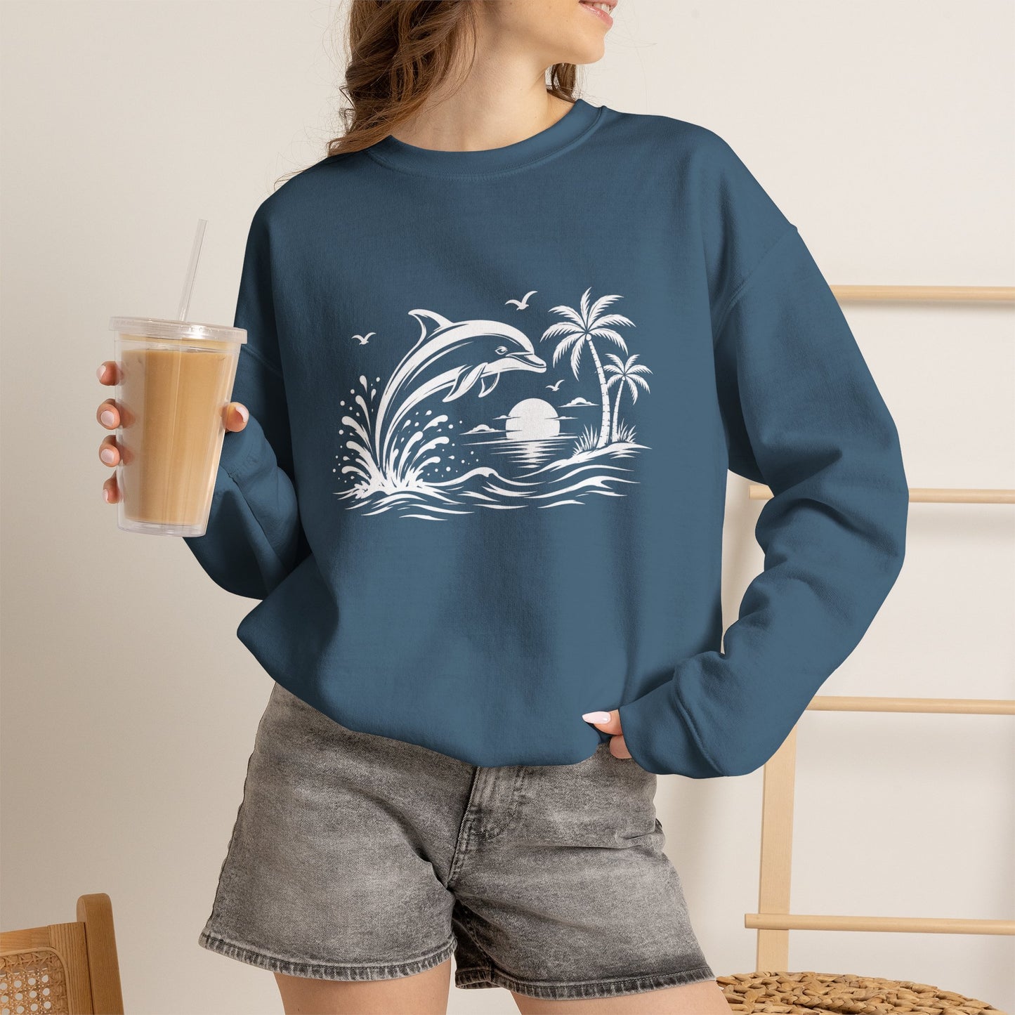 Dolphin Sunset Crewneck Sweatshirt