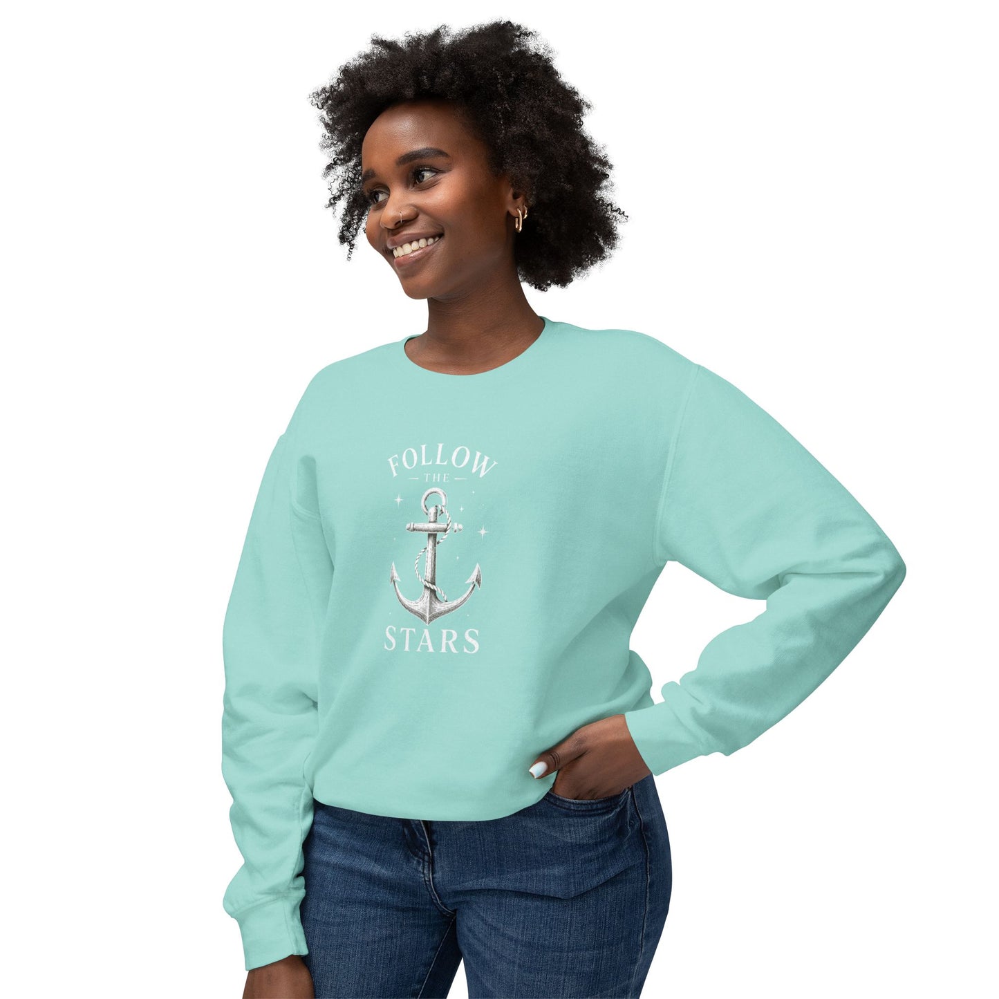 Anchor 'Follow the Stars' Crewneck Sweatshirt — Nautical Vintage Anchor Graphic