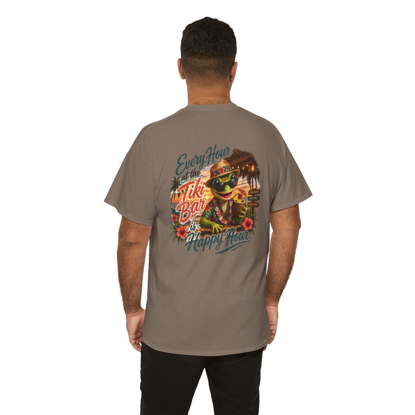T-Shirt - "Every Hour at the Tiki Bar is Happy Hour" Vintage Tropical Tee