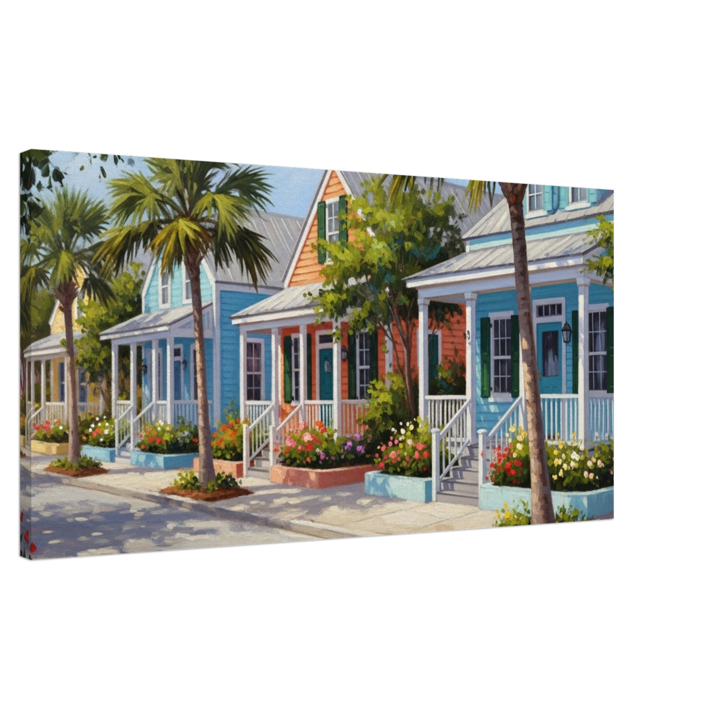  Key West Cottages Canvas Wall Print on Caribbean Rays